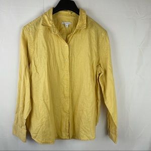 Free Assembly yellow linen blend button shirt XL